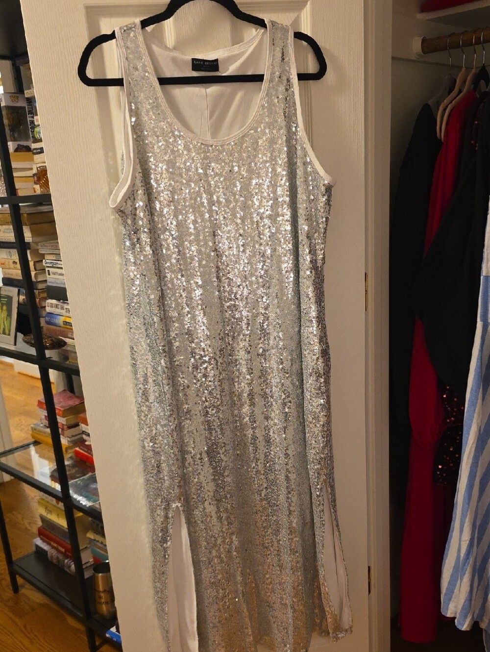 Lane Bryant Silver Sequin Tank Maxi Dress